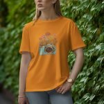 Camera With Flower - Half Sleeve T-Shirt for Women