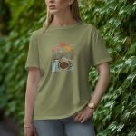 Camera With Flower - Half Sleeve T-Shirt for Women