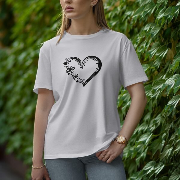 Love With Butterfly - Half Sleeve T-Shirt for Women