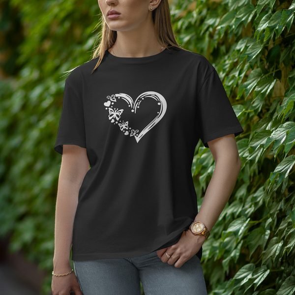 Love With Butterfly - Half Sleeve T-Shirt for Women