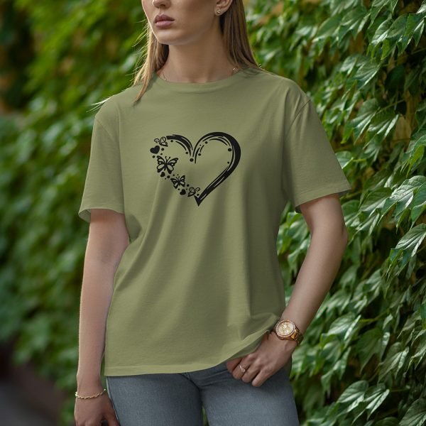 Love With Butterfly - Half Sleeve T-Shirt for Women
