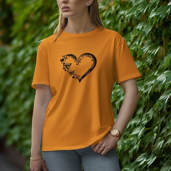 Love With Butterfly - Half Sleeve T-Shirt for Women