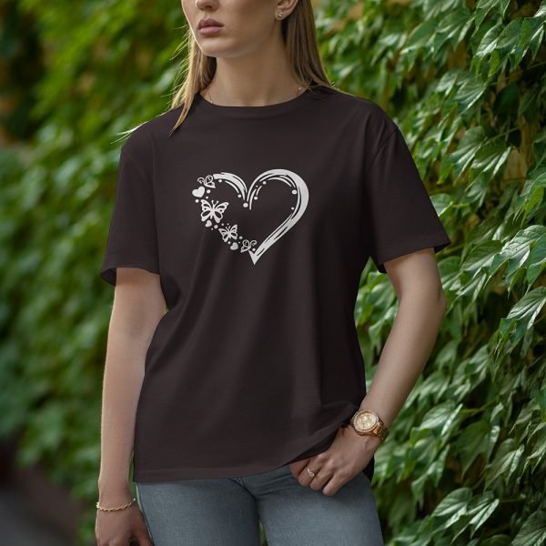 Love With Butterfly - Half Sleeve T-Shirt for Women