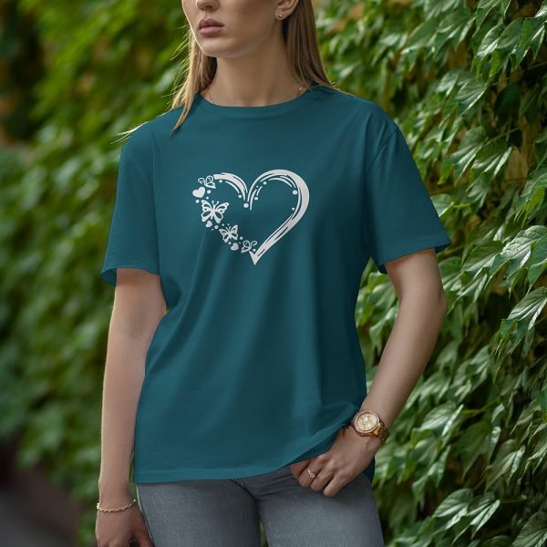 Love With Butterfly - Half Sleeve T-Shirt for Women