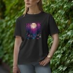 Moon With Flowers - Half Sleeve T-Shirt for Women