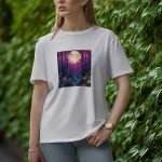 Moon With Flowers - Half Sleeve T-Shirt for Women