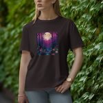 Moon With Flowers - Half Sleeve T-Shirt for Women