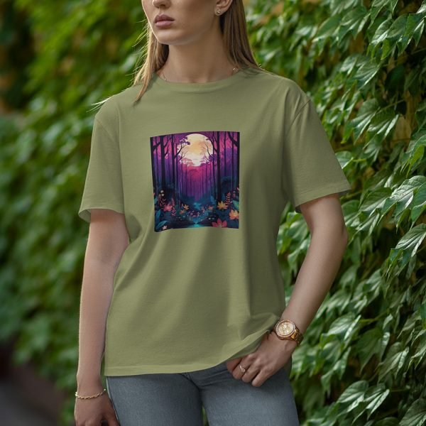 Moon With Flowers - Half Sleeve T-Shirt for Women