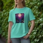 Moon With Flowers - Half Sleeve T-Shirt for Women