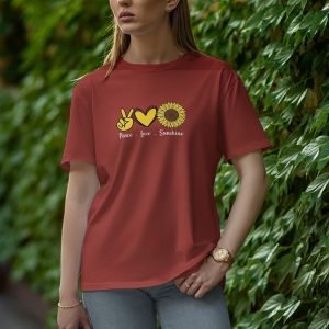 Peace Love Sunshine - Half Sleeve T-Shirt for Women