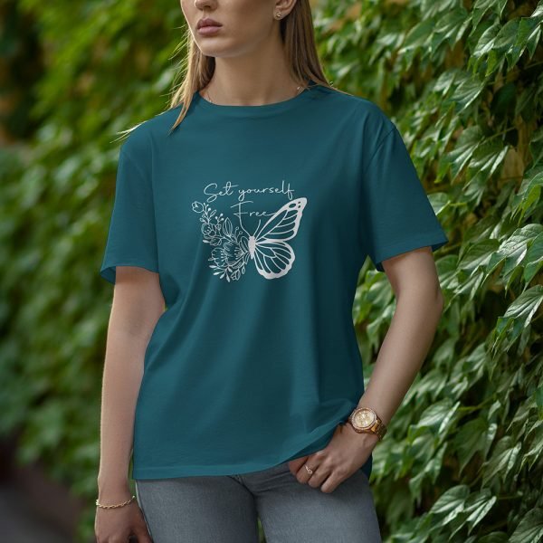 Set Yourself Free - Half Sleeve T-Shirt for Women