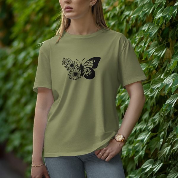 Sun Flower Butterfly - Half Sleeve T-Shirt for Women