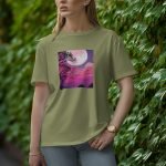 Tree With Moon - Half Sleeve T-Shirt for Women