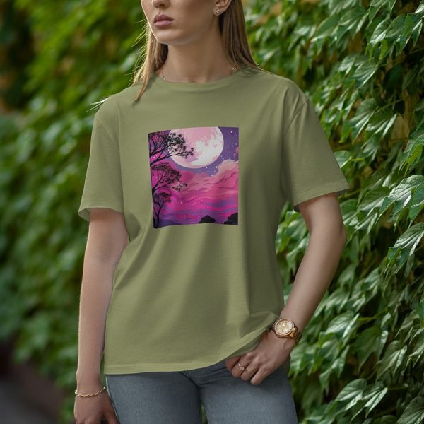 Tree With Moon - Half Sleeve T-Shirt for Women