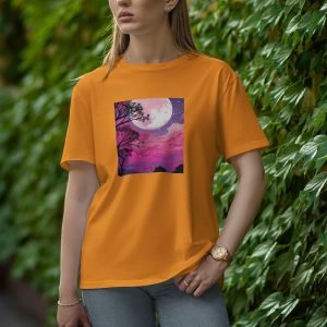 Tree With Moon - Half Sleeve T-Shirt for Women