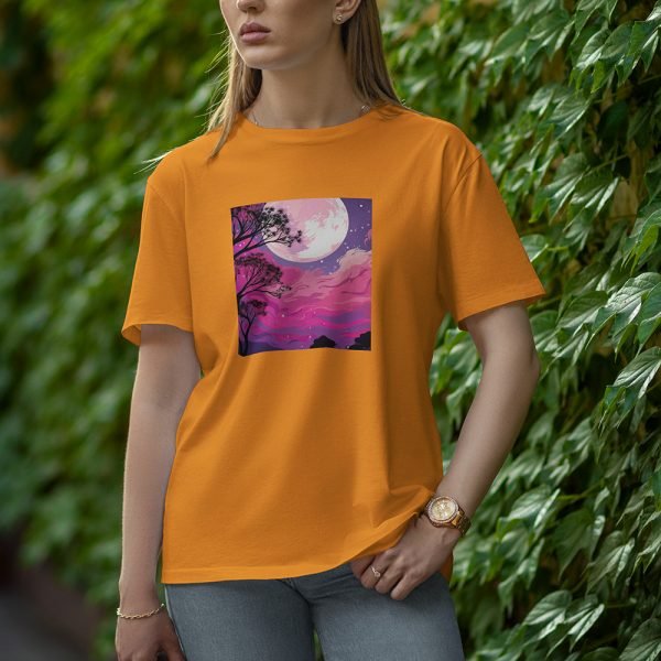 Tree With Moon - Half Sleeve T-Shirt for Women