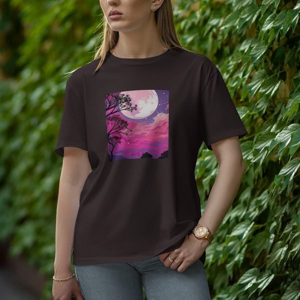 Tree With Moon - Half Sleeve T-Shirt for Women