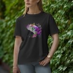 Umbrella With Flower - Half Sleeve T-Shirt for Women