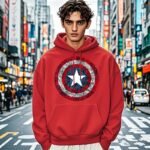 Men’s Captain America Shield Graphic Hoodie – Classic Fit | Premium Winter Wear