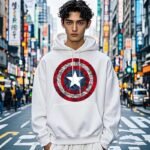 Men’s Captain America Shield Graphic Hoodie – Classic Fit | Premium Winter Wear