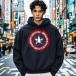 Men’s Captain America Shield Graphic Hoodie – Classic Fit | Premium Winter Wear