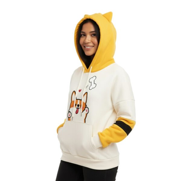 Happy Corgi Ear Hoodie for Women – Soft, Stylish & Cozy Winter Wear