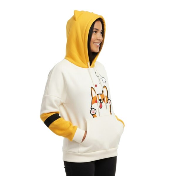 Happy Corgi Ear Hoodie for Women – Soft, Stylish & Cozy Winter Wear
